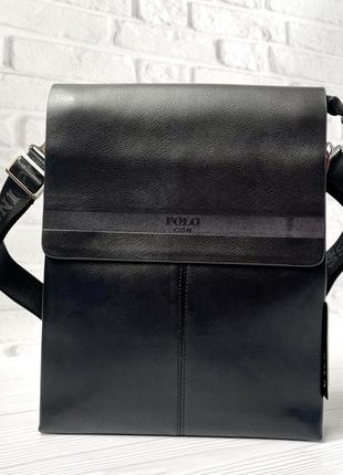 Кожаная мужская сумка-планшет, мужская сумка через плечо из кожи polo,барсетка мужская для документов а4