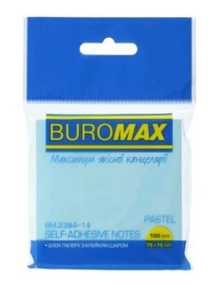 Блок для заметок buromax 2384-14 pastel 100л. 75х75мм голубой (1/12)