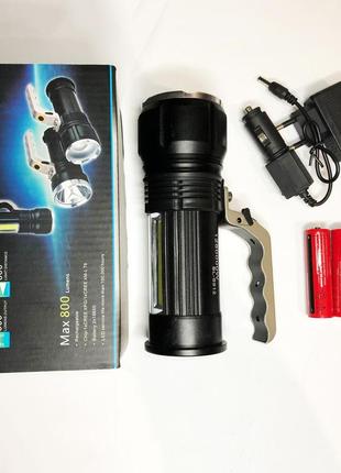 Ліхтарик із зарядкою від мережі bailong s912-xpe+cob, яскравий ліхтарик, ліхтарик поліс, ліхтарик тактичний dp-458 акумуляторний