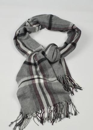 Zara man широкий довгий шарф в клітку картатий вовняний зимовий теплий шалик2 фото
