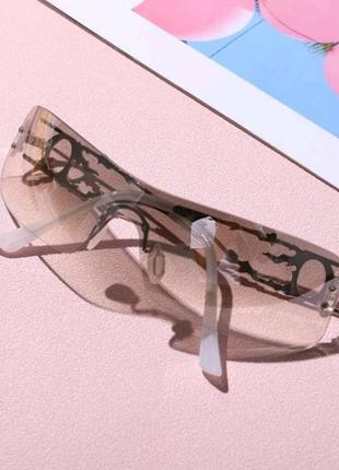 Спортивные зеркальные очки цвет трендовые женские мужские солнцезащитные стильные  2023 велоспорта y2k8 фото