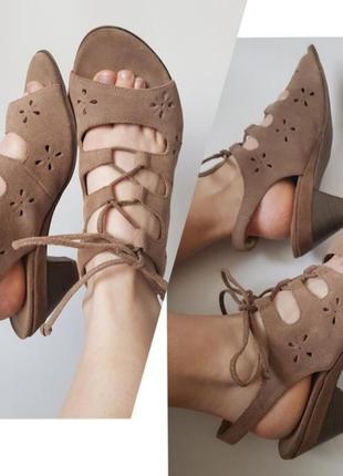 Новые замшевые босоножки со шнуровкой бохо кожаные сандали8 фото