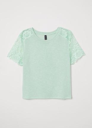 Нежный легкий топ h&m с кружевом, s