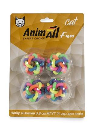 Набір м'ячиків animall fun cat джгут для кішок, пластик, 4 шт