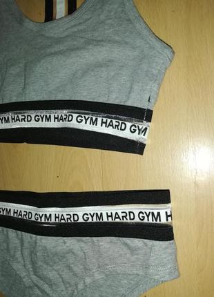 Комплект спорт белья gym hard серо-черный хлопок3 фото