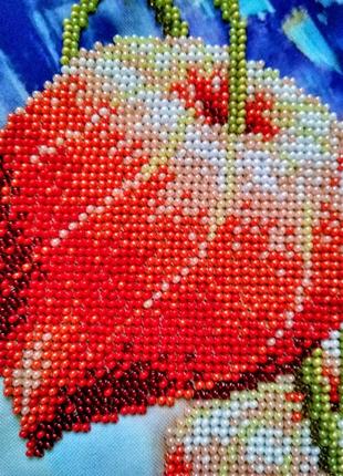 Вышивка" физалис", вышитая вручную с чешского бисера