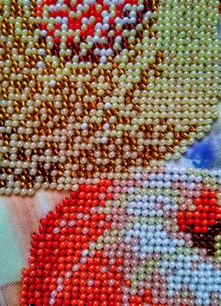 Вышивка" физалис", вышитая вручную с чешского бисера