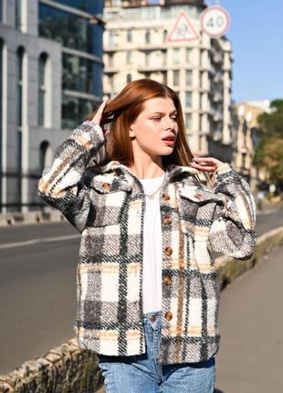 Теплая рубашка пальто с накладными карманами