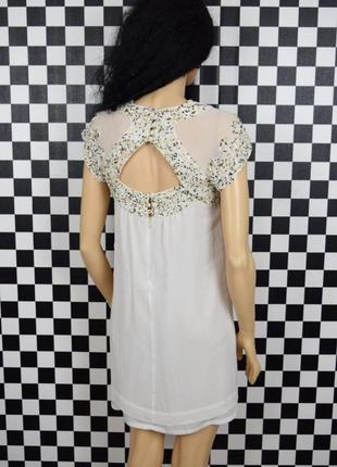 Молочное свободное платье с бисером доя вечеринки в стиле гэтсби 20 -30 года ганстерская3 фото