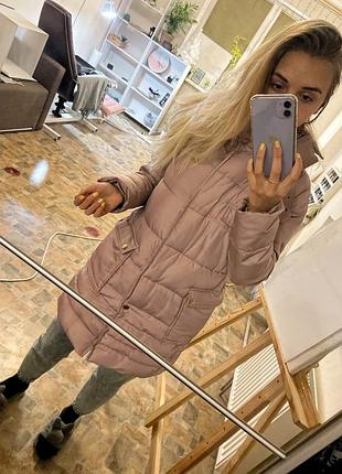 Пуховик куртка зимова пудровий рожевий