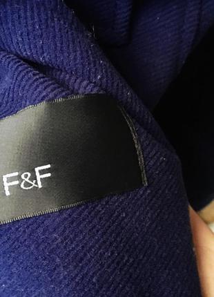 Пальто-жакет в жокейском стиле от бренда f&f синего цвета.3 фото