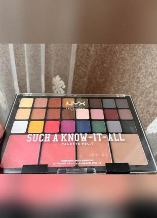 Палетка для макияжа nyx professional makeup such a know-it-all eyeshadow, blusher & contour palette1 фото