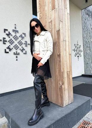 Ботфорти чоботи вище коліна натуральна шкіра шкіряні демі осінь на високій підошві...