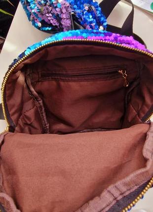 Рюкзак детский пайетки двухсторонняя картинка, с ушками6 фото