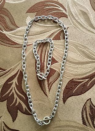Набор чокер и браслет серебристый