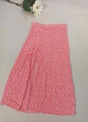 Красивая юбка-миди в цветочный принт h&amp;m. натуральный состав ткани5 фото