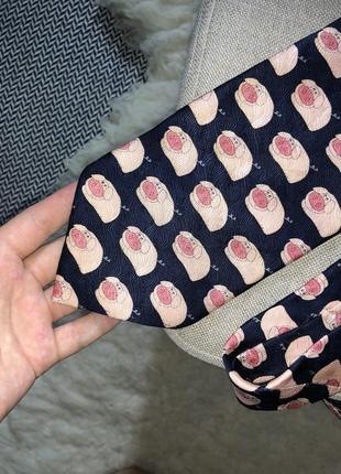 Шёлковый галстук краватка шовк шовкова шёлк натуральный принт милый смешной свинка9 фото