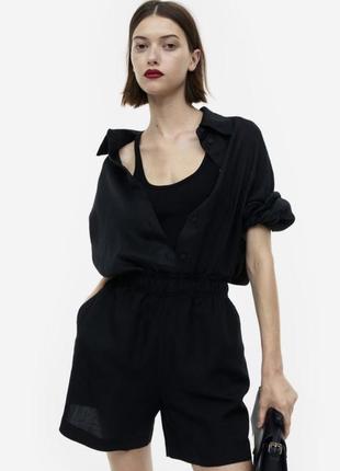 Шорты льняные бермуды черные h&m