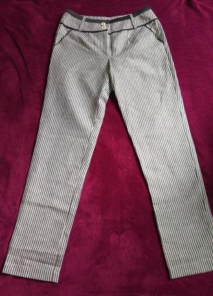 Полосатые брюки из льна1 фото