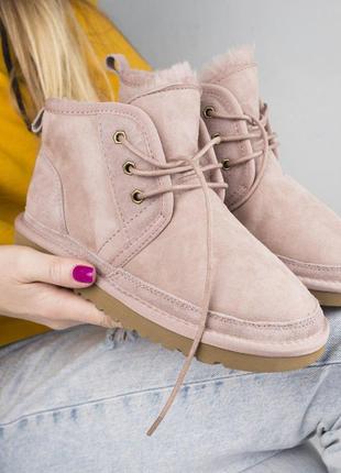 Ugg женские ботинки угги с мехом в розовом цвете /осень/зима/весна😍1 фото