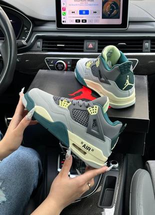 Nike air jordan 4 x off-white grey green beige3 фото