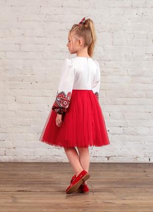 Сукня червона з орнаментом для дівчинки (арт. 3822200701)4 фото