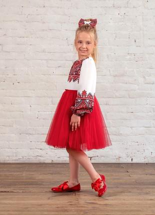 Сукня червона з орнаментом для дівчинки (арт. 3822200701)3 фото