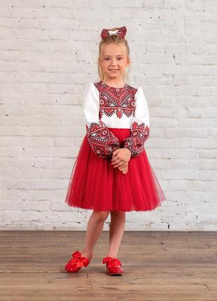 Платье красное с орнаментом для девочки (арт. 3822200701)