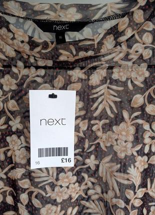 Сітчаста блуза футболка принтований топ сітка у квіти next, uk162 фото