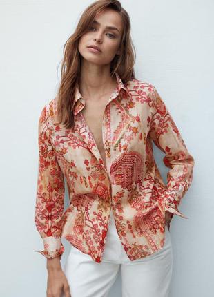 Блуза-сорочка котонова від massimo dutti