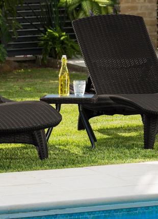 Шезлонг пластиковый keter pacific set with table 2шт. + столик коричневый 231463 7