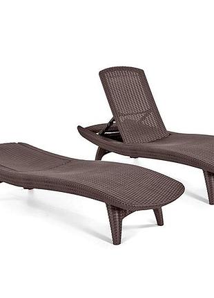 Шезлонг пластиковый keter pacific set with table 2шт. + столик коричневый 231463 2