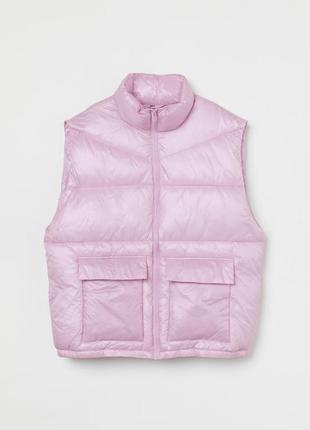 Трендовый розовый пуховый синтапон жилет h&m - на весну, весеннюю, легкую одежду, для спорта3 фото