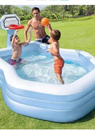 Детский надувной бассейн intex 57183 с баскетбольным кольцом для детского отдыха и развлечений3 фото
