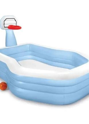 Детский надувной бассейн intex 57183 с баскетбольным кольцом для детского отдыха и развлечений