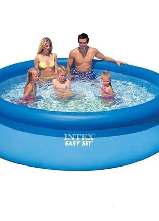 Бассейн надувной intex easy set 305х76см 28122 + насос-фильтр детский семейный круглый наливной бассейн для вз