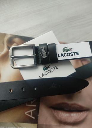 Мужской подарочный набор lacoste ремень и кошелек черные4 фото