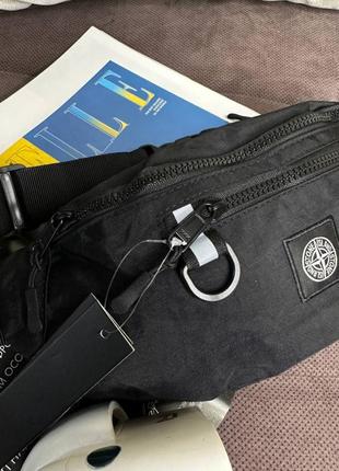 Чоловіча бананка stone island чорна з лого/мужская бананка stone island черная c лого5 фото
