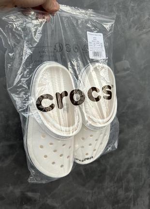 Шлепанцы crocs crocband clean clog белые кроксы купить5 фото