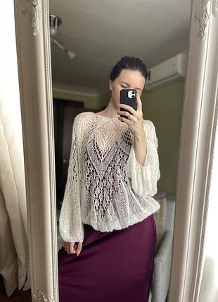 Светр павутинка з шерсті молочного кольору