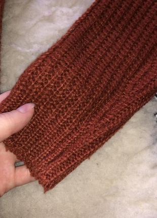 Кирпичный вязаный свитер кофта с горлом горловиной6 фото