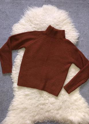 Кирпичный вязаный свитер кофта с горлом горловиной1 фото