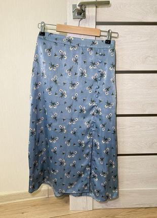 Трендовая юбка-миди с разрезом под сатин mango6 фото