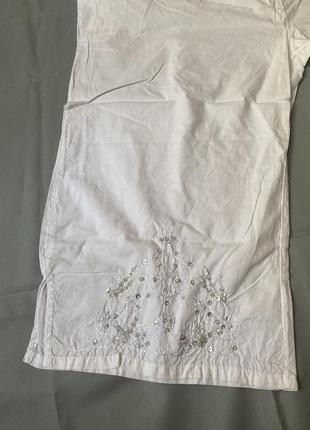Бриджи женские белые со стразами 64-размер, подарок блузка4 фото