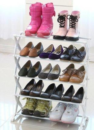 Устойчивая подставка органайзер для хранения обуви shoes shelf на 15 пар белый