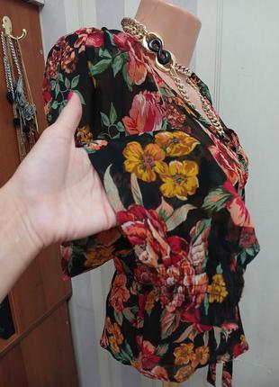 Блуза блузка рубашка цветы топ запах баф4 фото