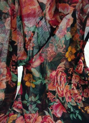 Блуза блузка рубашка цветы топ запах баф7 фото