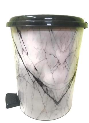 Педальное ведро 17 л elif plastik белый мрамор для утилизации мусора для домашнего использования2 фото