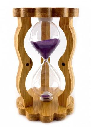 Часы песочные в бамбуке фиолетовый песок (10 мин) (14,5*8,5*5,5 см)2 фото