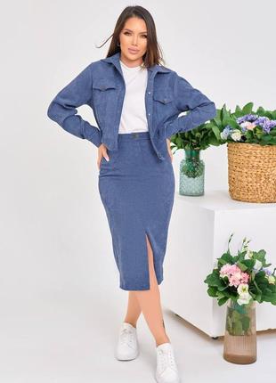 Костюм, жакет та спідниця,  мікровельвет